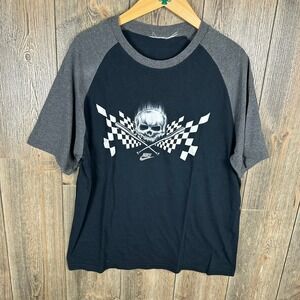 Nike Baseball Vintage Y2K Graphic T-Shirt Skull Raglan Short Sleeve Top Medium